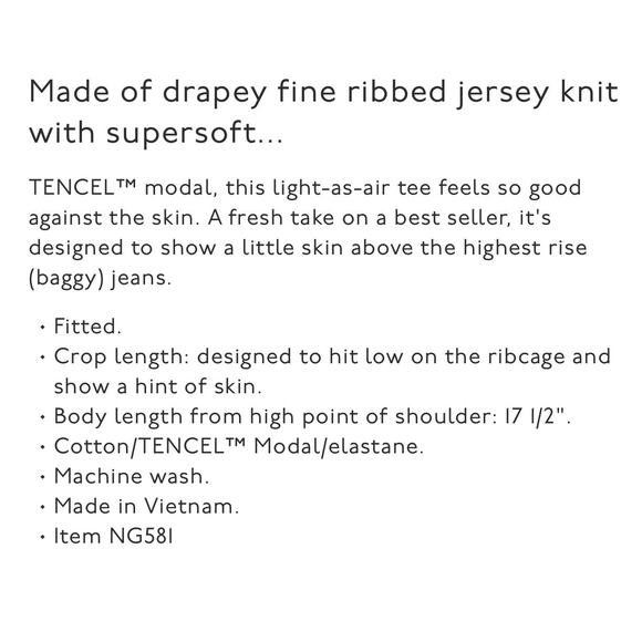 Madewell Antique Cream Fine Ribbed Supercrop Crewneck Long-Sleeve Tee NWT Small - Picture 5 of 7